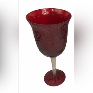 Vintage Retro Red Crystal Glass Candle Holder